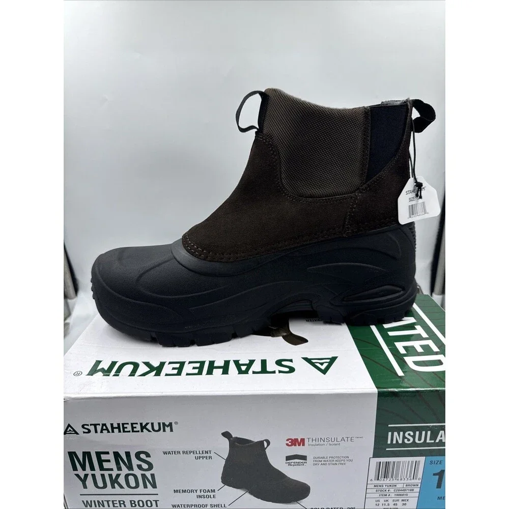 Staheekum Men's Waterproof Insulated Winter Snow Lace Up Boots Brown SIZE 12